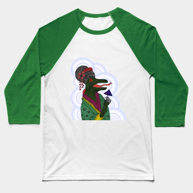 Reptile Geisha Baseball T-Shirt by geekykitty